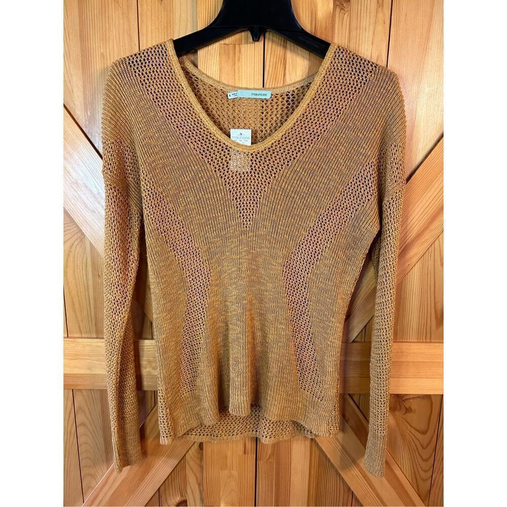 Maurices Long Sleeve Knit Sweater Gold Size Small nwt (4180)